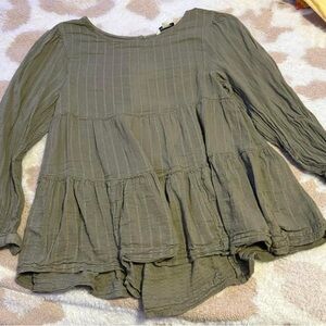 Olive Green Women's Peplum Top